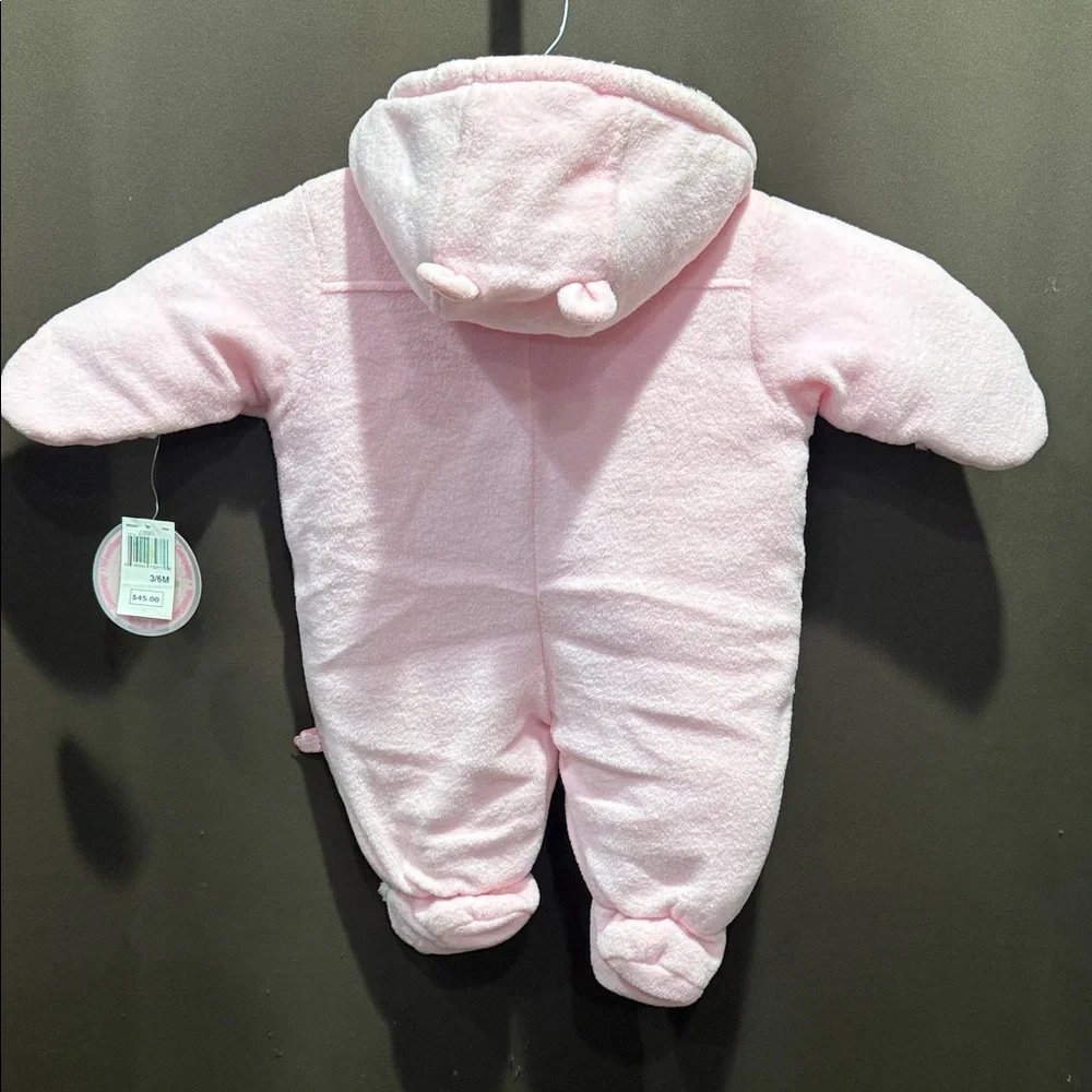 Weatherproof Pink and Cream Kids One Piece Winter Coat with Sheep, Size 3/6 mo